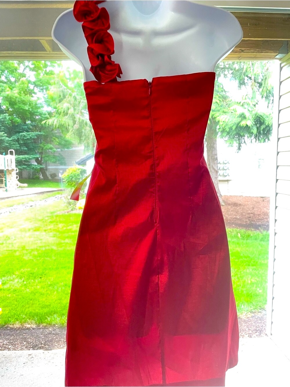 Women’s SNAP Sz 11 NWT Ruffled One-Shoulder Bodycon Padded Bra Red PROM DRESS - Picture 3 of 9